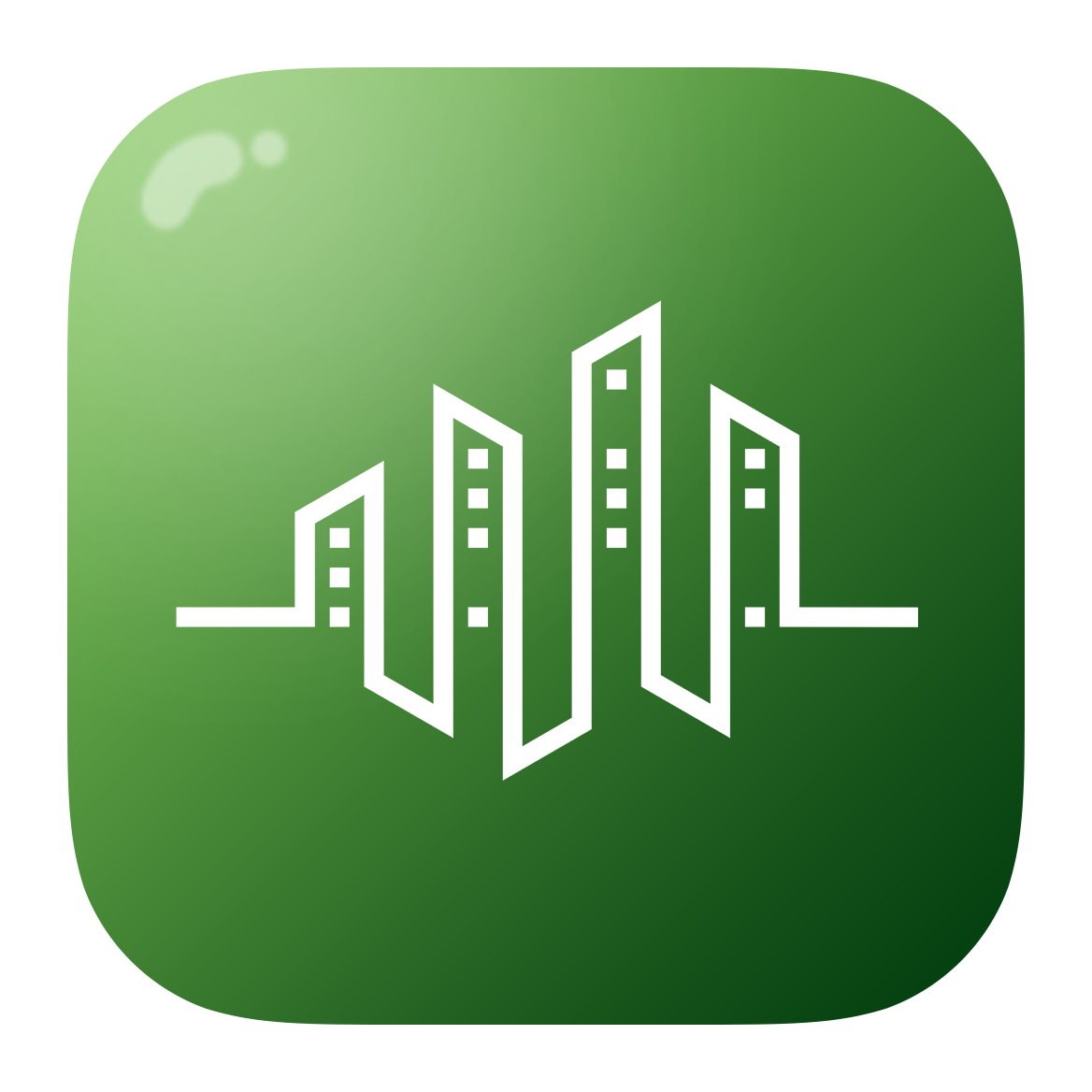 Zielone logo aplikacji Aktywne miasta