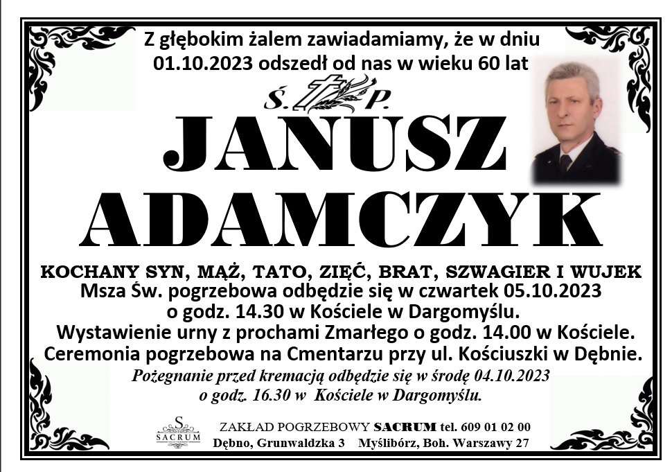 Nekrolog Janusza Adamczyka