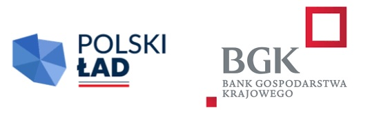 Logo Polski Ład, logo Bank Gospodarstwa Krajowego  
